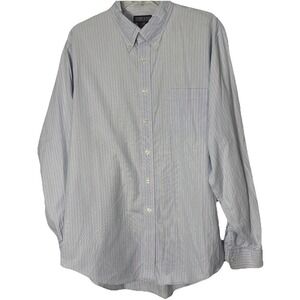 Lands End Blue Pink Striped Long Sleeve Dress Shirt Regular Fit Size 16 1/2-35